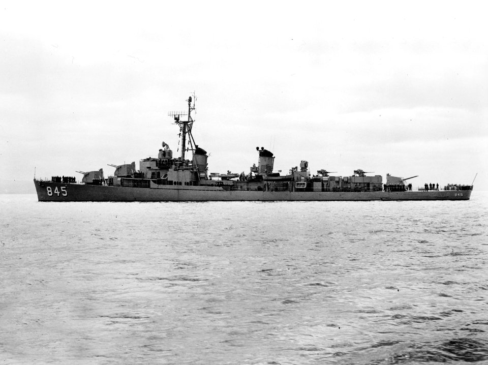 USS Bausell (DD-845) at sea on 11 June 1953