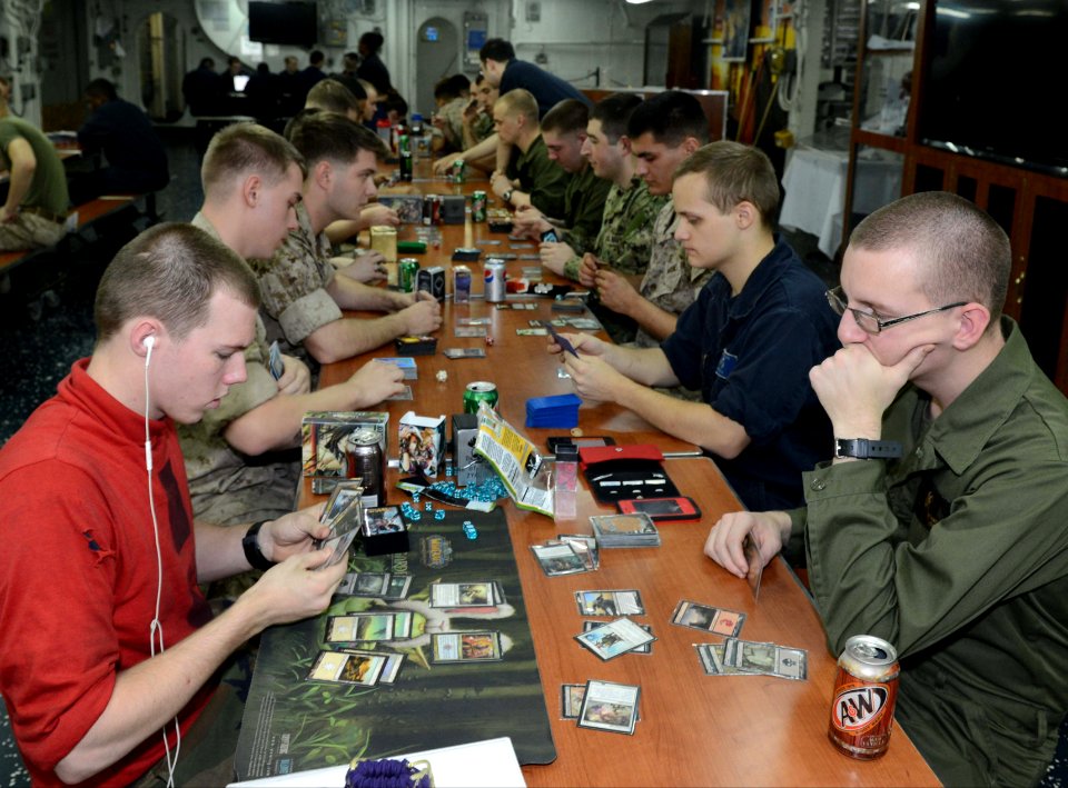 USS Bataan MWR Magic, The Gathering tournament 140701-N-MW280-091
