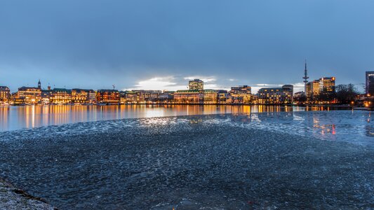 Panoramic image river hamburg photo