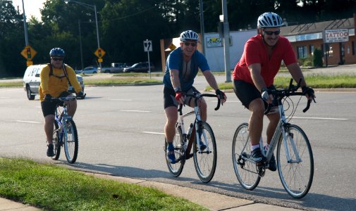 US Navy 090912-N-4776G-041 Master Chief Hospital Corpsman Dennis Polli leads a small group of active and retired Sailors on a 12-mile bike ride in Virginia Beach for Virginia Cyclist and Pedestrian Awareness Week