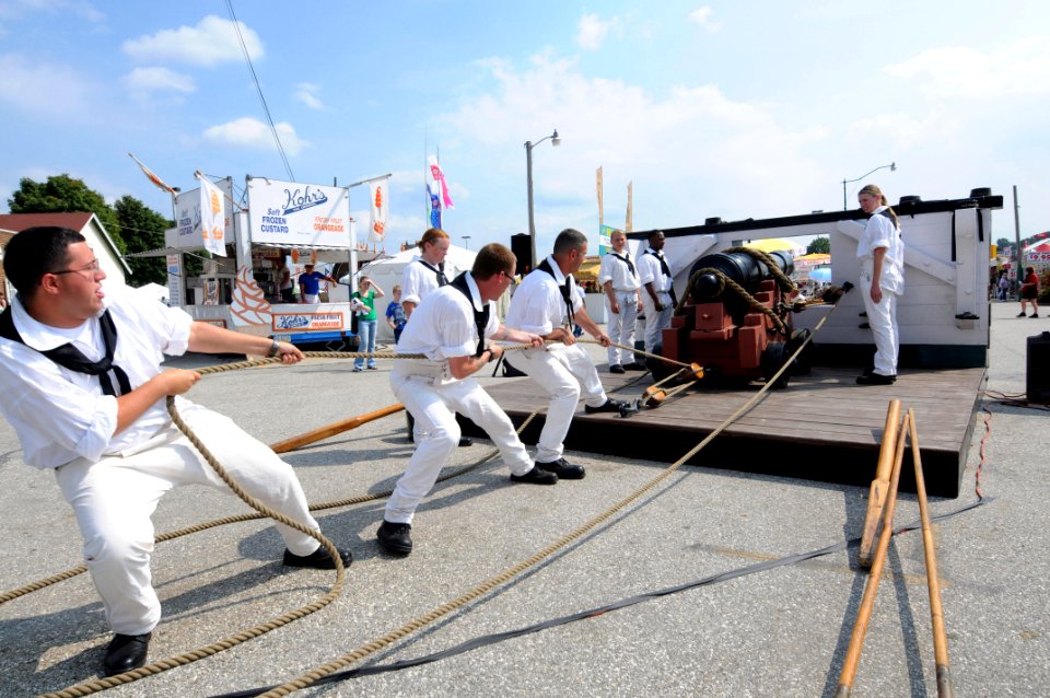 US Navy 090915-N-9824T-218 Sailors from USS Constitution prepare to fire a cannon during a demonstration at York Fair