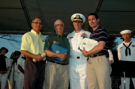 US Navy 090914-N-7975R-008 poses for a photo at Pennsylvania Governor Ed Rendell's proclamation presentation ceremony of York Navy Week at the York Fair