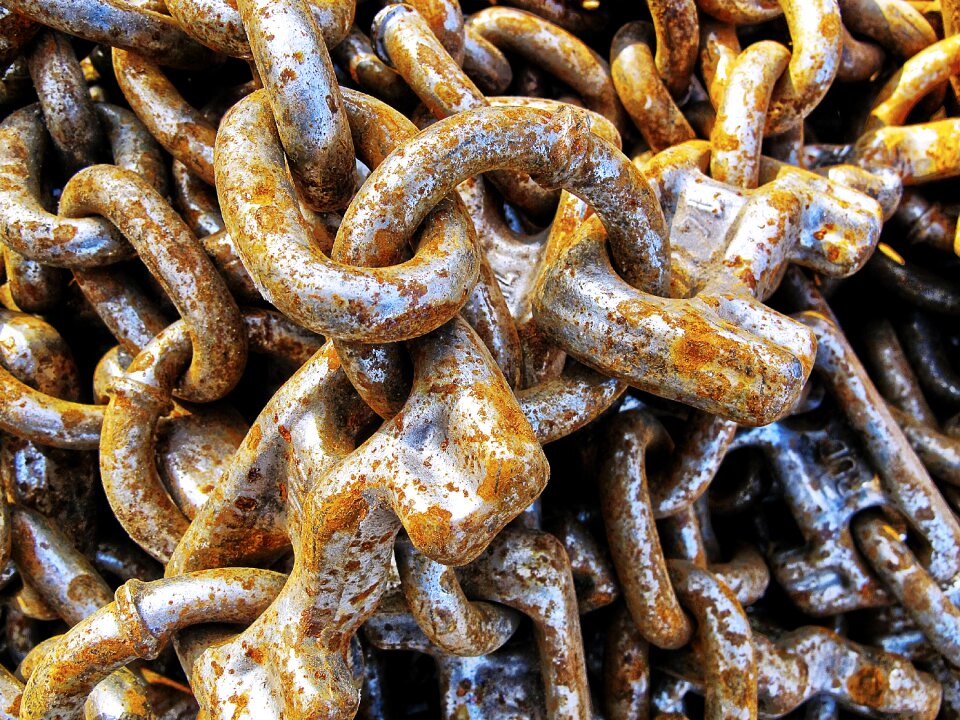 Iron chains corrosion metal