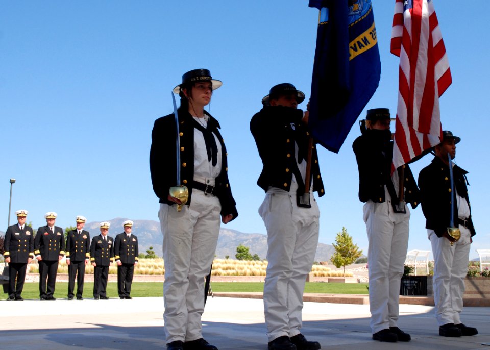 US Navy 091003-N-2893B-001 A USS Constitution color guard detail parades the colors during the opening ceremony of Albuquerque Navy Week at New Mexico Veterans Memorial Park
