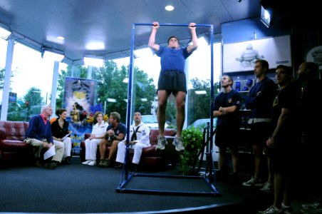 US Navy 091005-N-6220J-001 Will Martin, a Navy Delayed Entry Program enrollee from Wilmington, N.C., takes the Seal Team Challenge on the television show