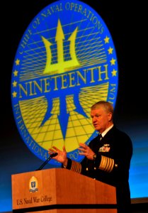 US Navy 091007-N-8273J-044 Chief of Naval Operations (CNO) Adm. Gary Roughead delivers remarks during the 19th Biennial International Sea Power Symposium in Newport, R.I