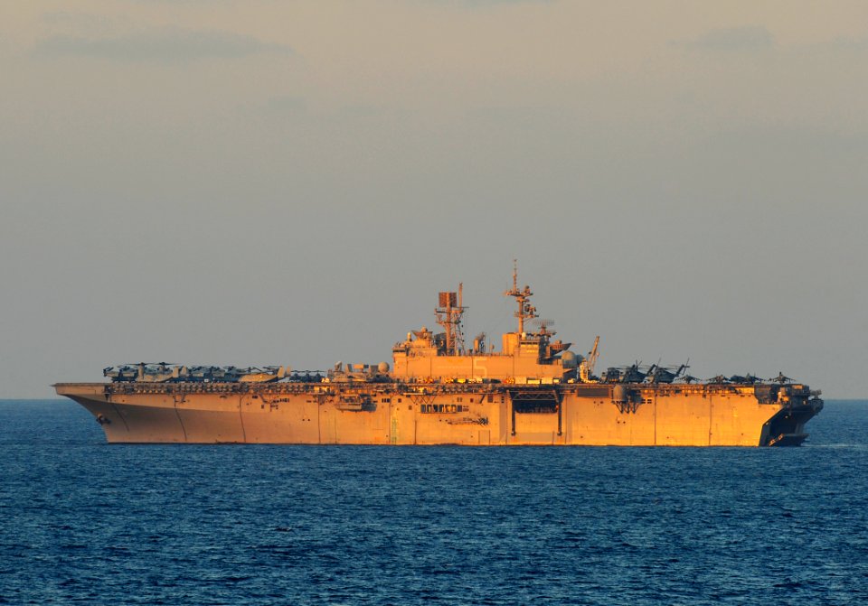 US Navy 091010-N-5345W-292 The amphibious assault ship USS Bataan (LHD 5) navigates off the coast of Alexandria, Egypt, during the biennial, multinational exercise Bright Star 2009