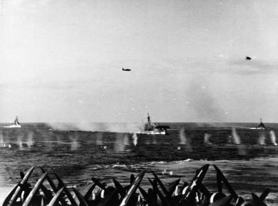 USS Bataan (CVL-29) under attack off Japan on 20 March 1945 (80-G-319232)