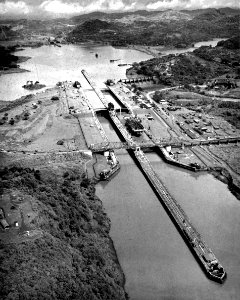 USS Bataan (CVL-29) on the Panama Canal 1945 photo