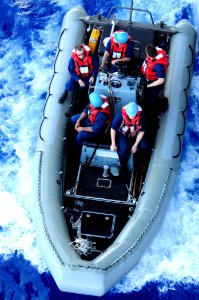 US Navy 091015-N-5214S-092 A boat crew assigned to the amphibious assault ship USS Bataan (LHD 5) conducts patrols in a rigid hull inflatable boat (RHIB) during the biennial, multinational exercise Bright Star 2009