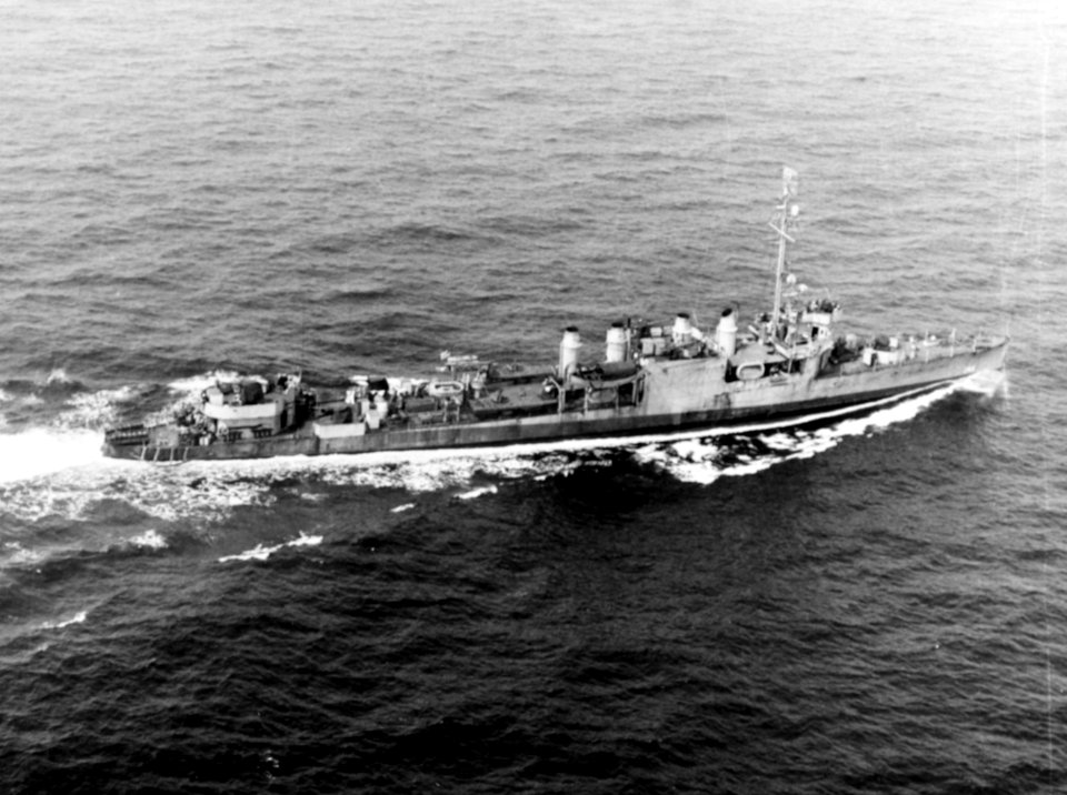 USS Bainbridge (DD-246) underway in the Atlantic Ocean on 9 July 1944