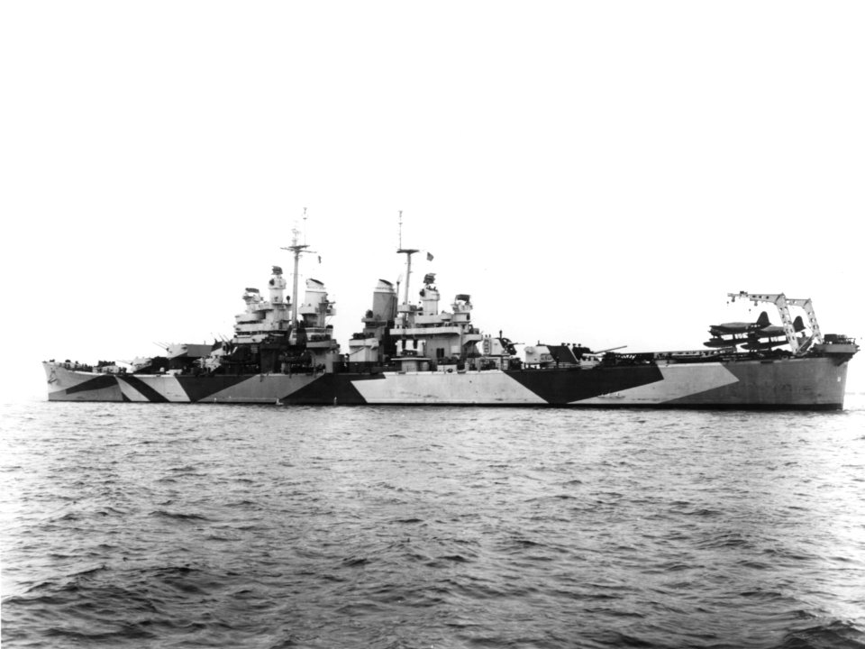 USS Baltimore (CA-68) off the Mare Island Naval Shipyard on 18 October 1944 (NH 91463)