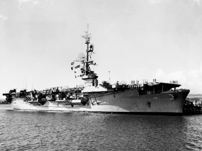 USS Bairoko (CVE-115) at Pearl Harbor on 28 July 1949 (NH 97319)