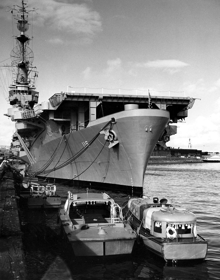 USS Badoeng Strait (CVE-116) bow view in late 1940s