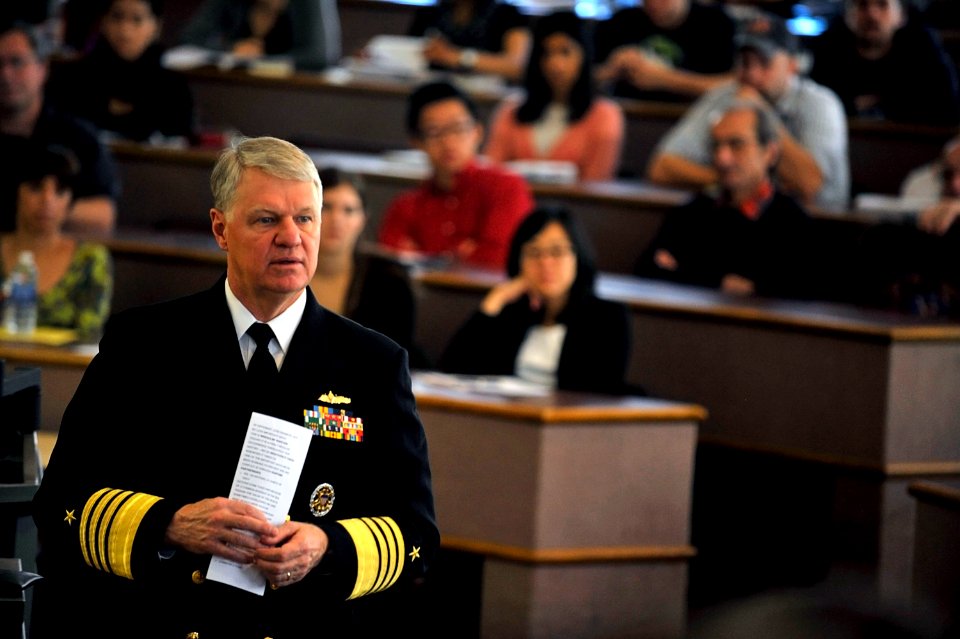 US Navy 091021-N-8273J-098 Chief of Naval Operations (CNO) Adm. Gary Roughead speaks to and answers questions by students and faculty while visiting Carnegie Mellon University in Pittsburgh
