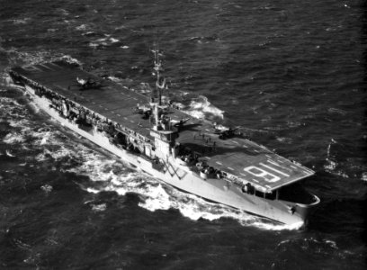 USS Badoeng Strait (CVE-116) underway off Korea on 13 January 1952 (NNAM.1996.488.035.040)