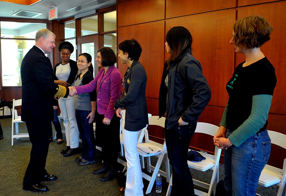 US Navy 091021-N-8273J-061 Chief of Naval Operations (CNO) Adm. Gary Roughead meets with students and faculty of the Tepper School of Business while visiting Carnegie Mellon University in Pittsburgh