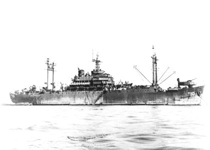 USS Auburn (AGC-10) at anchor in San Francisco Bay, circa in November 1945 (NH 77383)