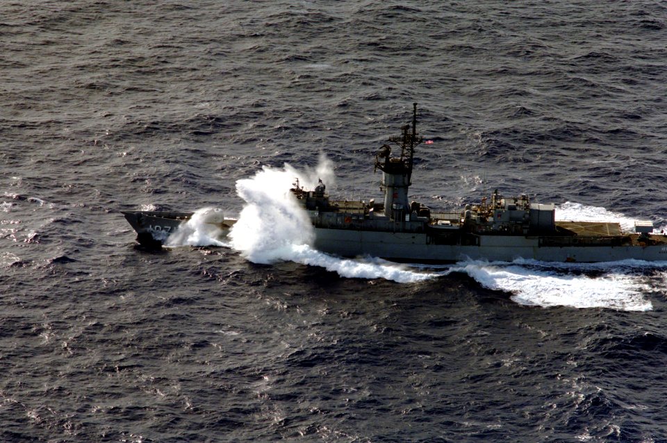 USS Badger (FF-1071) in heavy seas