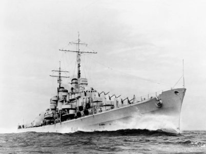 USS Atlanta (CL-51) steaming at high speed, circa in November 1941 (NH 57455)