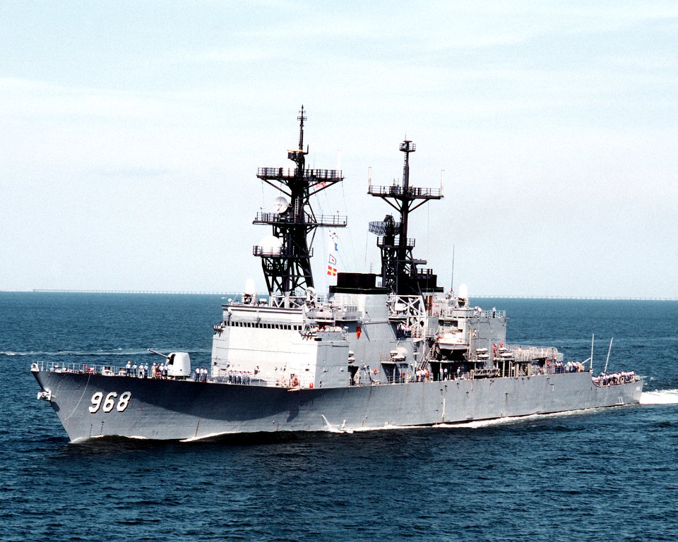 USS ARTHUR W. RADFORD (DD-968) underway as it approaches Hampton Roads