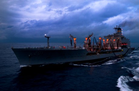 US Navy 091025-N-5319A-006 The Military Sealift Command fleet replenishment oiler USNS Patuxent (T-AO 201) arrives to refuel the amphibious assault ship USS Nassau (LHA 4)