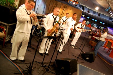 US Navy 091026-N-6220J-001 The Navy Band, New Orleans Express, performs live in the Fox-26 television studio during Houston Navy Week, one of 21 Navy Weeks held across America this year