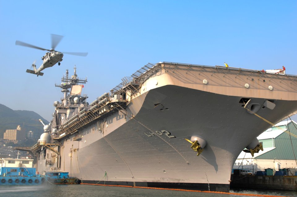 US Navy 091027-N-9950J-016 An MH-60S Sea Hawk helicopter assigned to Sea Combat Helicopter Squadron (HSC) 25, Search and Rescue Detachment, lands aboard the forward-deployed amphibious assault ship USS Essex (LHD 2)