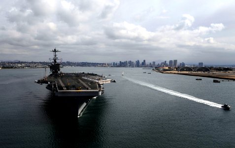 US Navy 091106-N-9928E-191 The Nimitz-class aircraft carrier USS John C. Stennis (CVN 74) departs San Diego after a scheduled port visit to embark Carrier Air Wing (CVW) 9. John C. Stennis and CVW-9 are participating in a strik