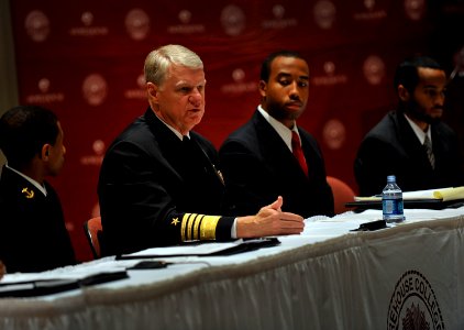 US Navy 091104-N-8273J-072 Chief of Naval Operations Adm. Gary Roughead speaks with ROTC and Navy Junior ROTC students