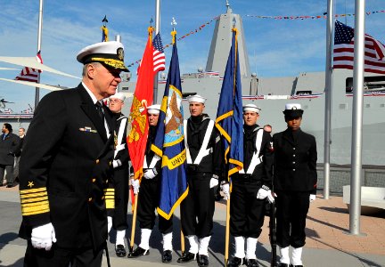 US Navy 091107-N-8273J-100 Chief of Naval Operations (CNO) Adm. Gary Roughead participates in the commissioning ceremony of the of the amphibious transport dock ship USS New York (LPD 21)