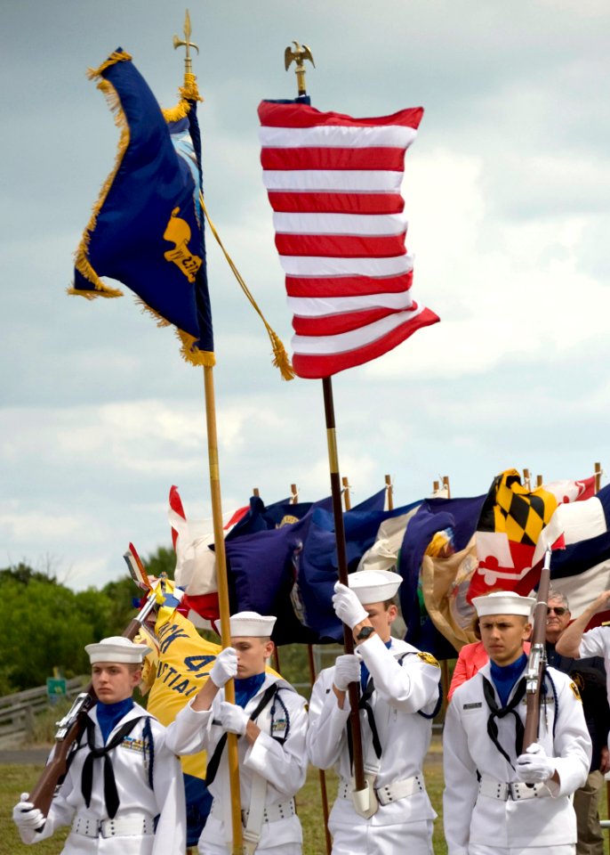 US Navy 091107-N-8689C-028 Members of the Melbourne Sea Cadet Color Guard retire the colors during the 2009 Veteran's Day Ceremony and Muster XXIV at the National Navy UDT-SEAL Museum in Fort Pierce, Fla