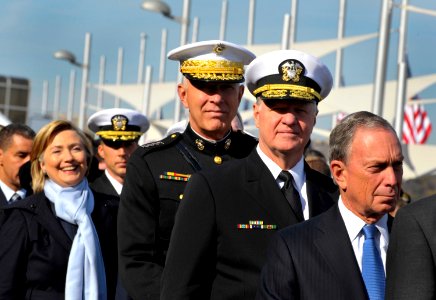 US Navy 091107-N-8273J-075 Chief of Naval Operations (CNO) Adm. Gary Roughead prepares to take the stage with other guests during the commissioning ceremony for USS New York