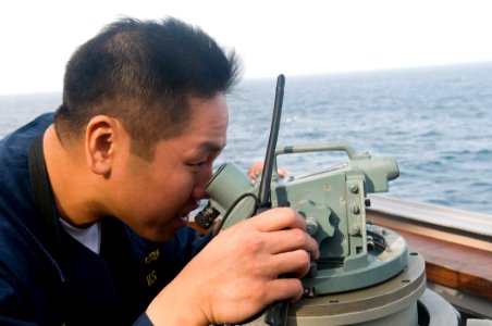 US Navy 091106-N-1251W-013 Cmdr. H. B. Le, commanding officer of the guided-missile destroyer USS Lassen (DDG 82)