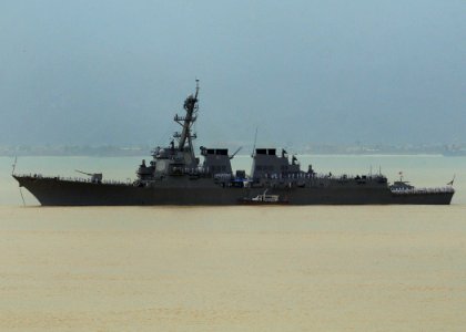 US Navy 091107-N-7280V-386 The Arleigh Burke-class guided-missile destroyer USS Lassen (DDG 82) anchors during a scheduled port visit in Da Nang photo