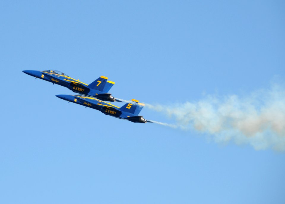 US Navy 091108-N-5812W-002 The U.S Navy flight demonstration team, the Blue Angels, perform during the 2009 Sea and Sky Spectacular