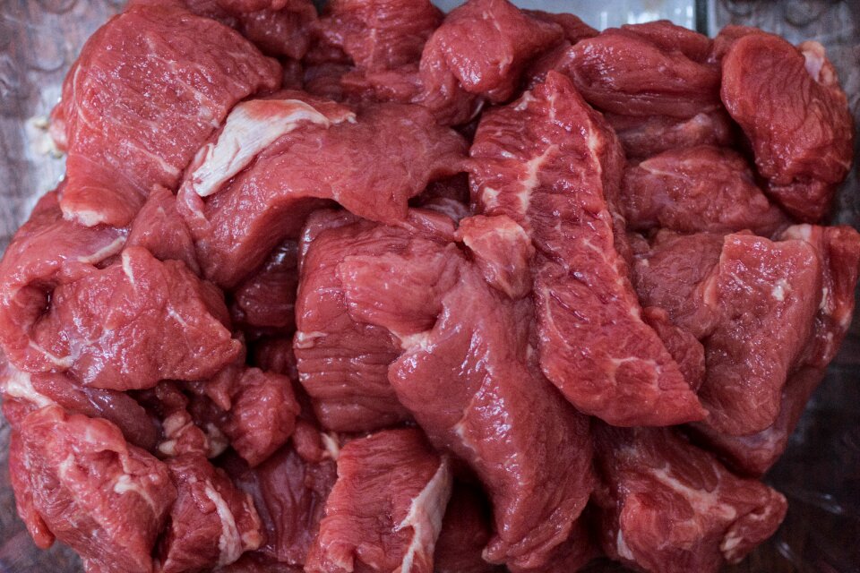 Closeup butcher red meat