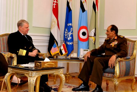 US Navy 091111-N-8273J-017 Chief of Naval Operations (CNO) Adm. Gary Roughead meets with Egyptian Defense Minister Field Marshal Tantawi while visiting Cairo