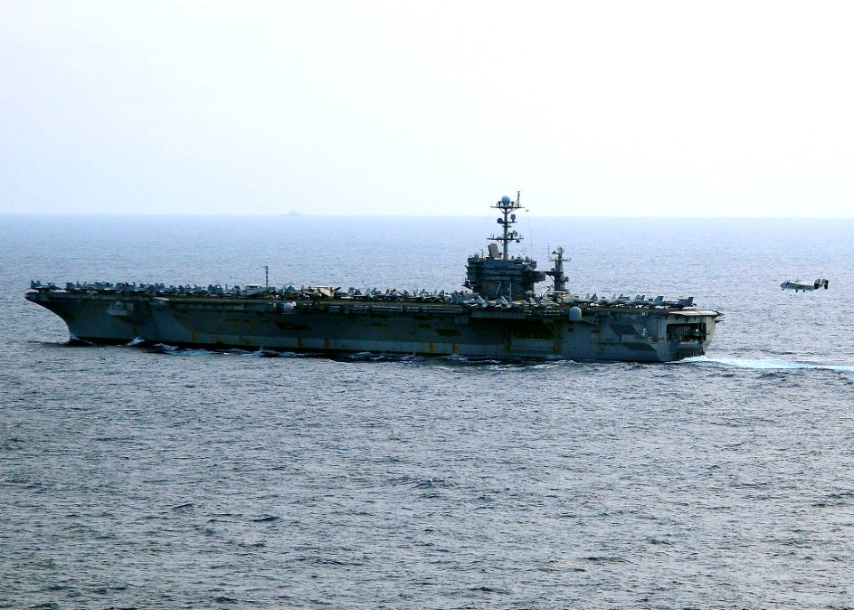 US Navy 091115-N-6720T-079 A C-2A Greyhound from the Providers of Carrier Logistic Support Squadron (VRC) 30, Detachment 5, approaches the flight deck of the aircraft carrier USS George Washington (CVN 73)