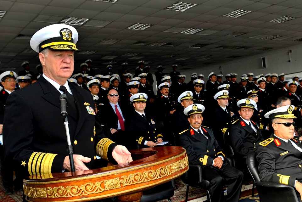 US Navy 091112-N-8273J-050 Chief of Naval Operations Adm. Gary Roughead delivers remarks to the cadets of the Egyptian Naval College