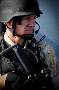 US Navy 091116-N-1522S-001 A Sailor conducts a visit, board, search and seizure exercise