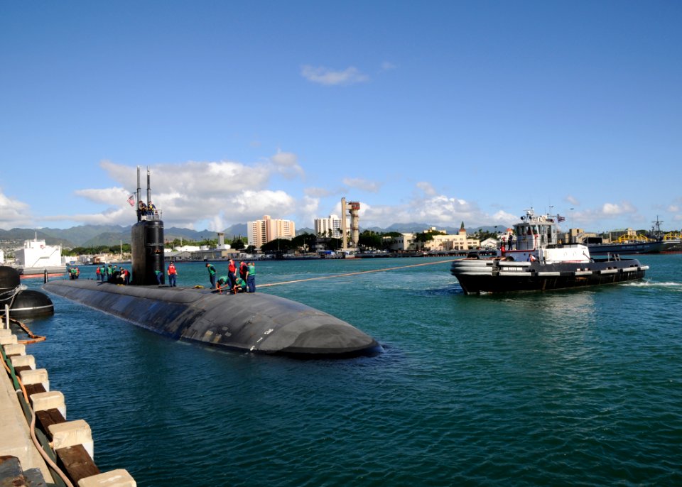 US Navy 091124-N-3560G-088 The Los Angeles-class submarine USS Columbus (SSN 762) departs Naval Station Pearl Harbor for a scheduled deployment to the western Pacific region