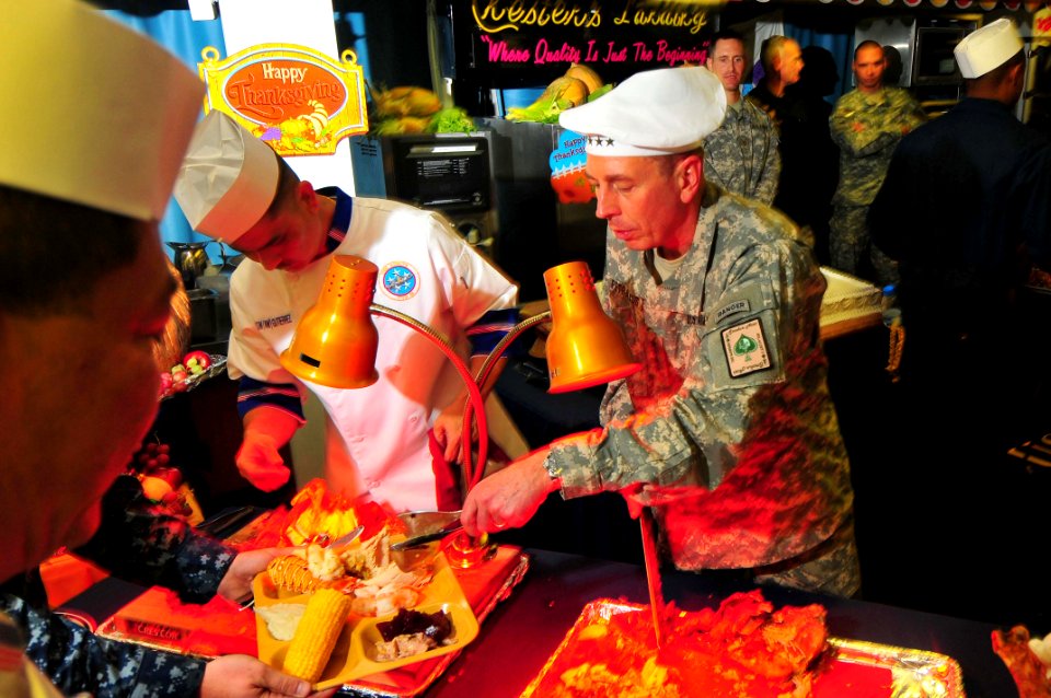 US Navy 091126-N-4053P-034 Gen. David H. Petraeus visits USS Nimitz on Thanksgiving Day, 2009