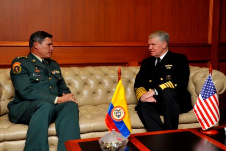 US Navy 091203-N-8273J-225 Chief of Naval Operations (CNO) Adm. Gary Roughead, right, meets with Gen. Freddy Padilla