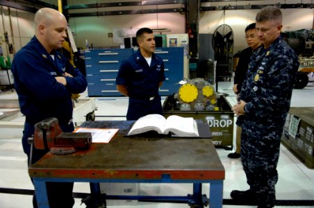 US Navy 091202-N-9818V-248 Master Chief Petty Officer of the Navy (MCPON) Rick West meets Sailors during his tour of the Fleet Readiness Center during his visit to Naval Base Ventura County