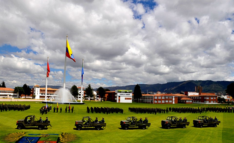 US Navy 091203-N-8273J-170 Newly promoted Columbian military generals inspect the troops at the Bogota Military Academy during an annual promotion ceremony in Bogota, Colombia