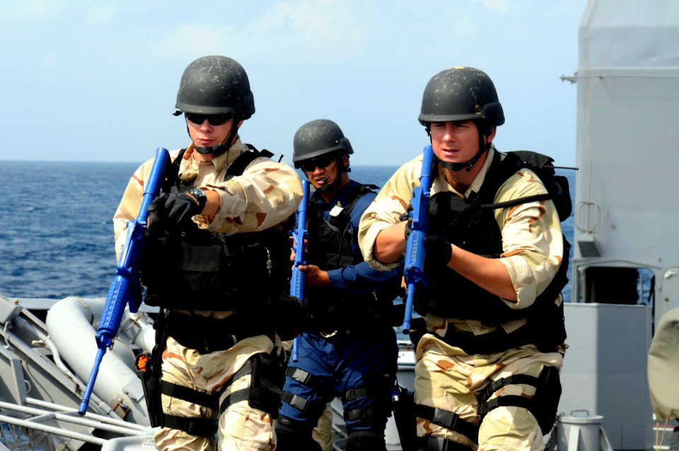 US Navy 091203-N-1291E-015 The visit, board, search and seizure team practice boarding techniques
