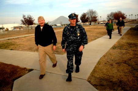US Navy 091201-N-9818V-535 Master Chief Petty Officer of the Navy (MCPON) Rick West tours the Center for Naval Aviation Technical Training Unit Lemoore with Master Chief Jeff Colby during a visit to Naval Air Station Lemoore