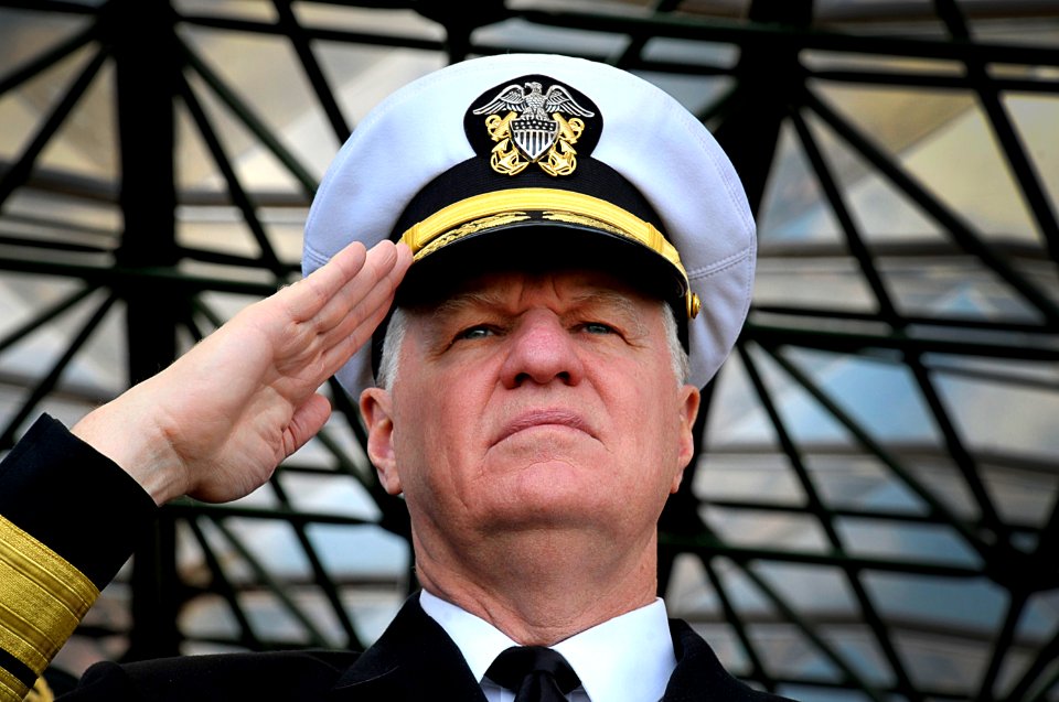 US Navy 091203-N-8273J-078 Chief of Naval Operations (CNO) Adm. Gary Roughead renders honors during a promotion ceremony for generals of the Colombian military forces in Bogota, Colombia