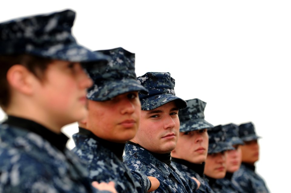 US Navy 091208-N-5328N-478 Students at the Center for Information Dominance Corry Station line up in formation before marching to the chow hall